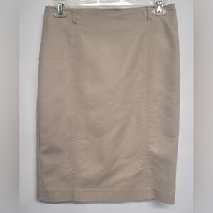 Van Heusen Studio Stretch Extension 2 Tan Pencil Skirt Lined Hidden Side Zipper